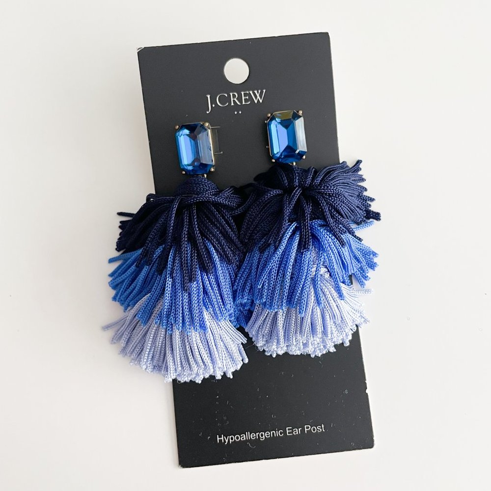 J. Crew Factory Thick Tassel Tiered Earrings (Blue Gradient) - Picture 3 of 3